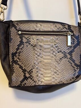 Michael Kors Sophie Leather Messenger Crossbody Bag Purse Python Snake Skin